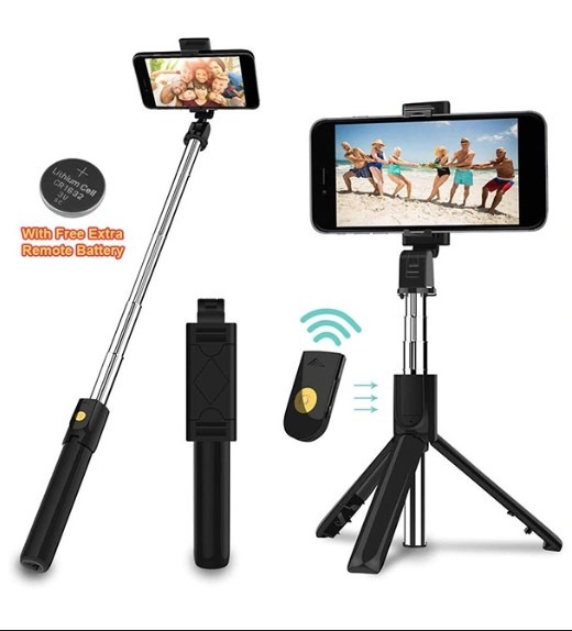 Picture of Q07 Selfie Stick Foldable Mini Tripod Bluetooth Remote Shutter for ‍Smart Phone (100cm)-Black