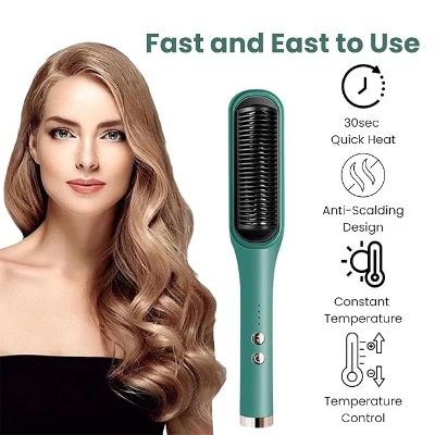 Picture of Hair Iron, Brush, Heat Brush, Straight Curling Iron, Brush, Comb Hair Iron, Portable, Quick Styling, 2-Way Continuous Use, Compact, Anti-Static, Rapid Heating, PSE Certified, Japanese Manual-Multicolor