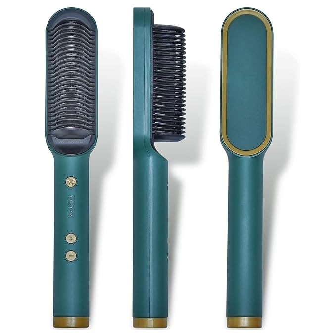 Picture of Hair Iron, Brush, Heat Brush, Straight Curling Iron, Brush, Comb Hair Iron, Portable, Quick Styling, 2-Way Continuous Use, Compact, Anti-Static, Rapid Heating, PSE Certified, Japanese Manual-Multicolor