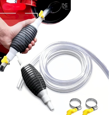 Picture of Handy Manual Gas & Oil Transfer Pump – Multi-Purpose Hand Straw Liquid Pump with Stop Switch For Car Fuel, Gasoline, Diesel, Kerosene & Fish Tank Water Changer, Portable Non-Electric Liquid Transfer Tool-Multicolor