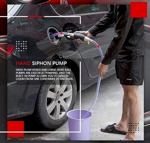 Picture of Handy Manual Gas & Oil Transfer Pump – Multi-Purpose Hand Straw Liquid Pump with Stop Switch For Car Fuel, Gasoline, Diesel, Kerosene & Fish Tank Water Changer, Portable Non-Electric Liquid Transfer Tool-Multicolor