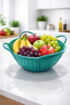 Picture of Big Size Jhury fruit Storage Basket with Handle, Gift Hamper Basket, Picnic 1 PICE-Multicolor