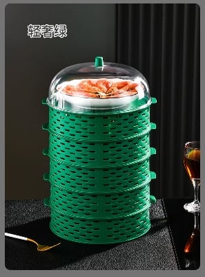 Picture of Food Covers 5 Layer Stackable Dustproof Leftovers Food Storage Box-Multicolor