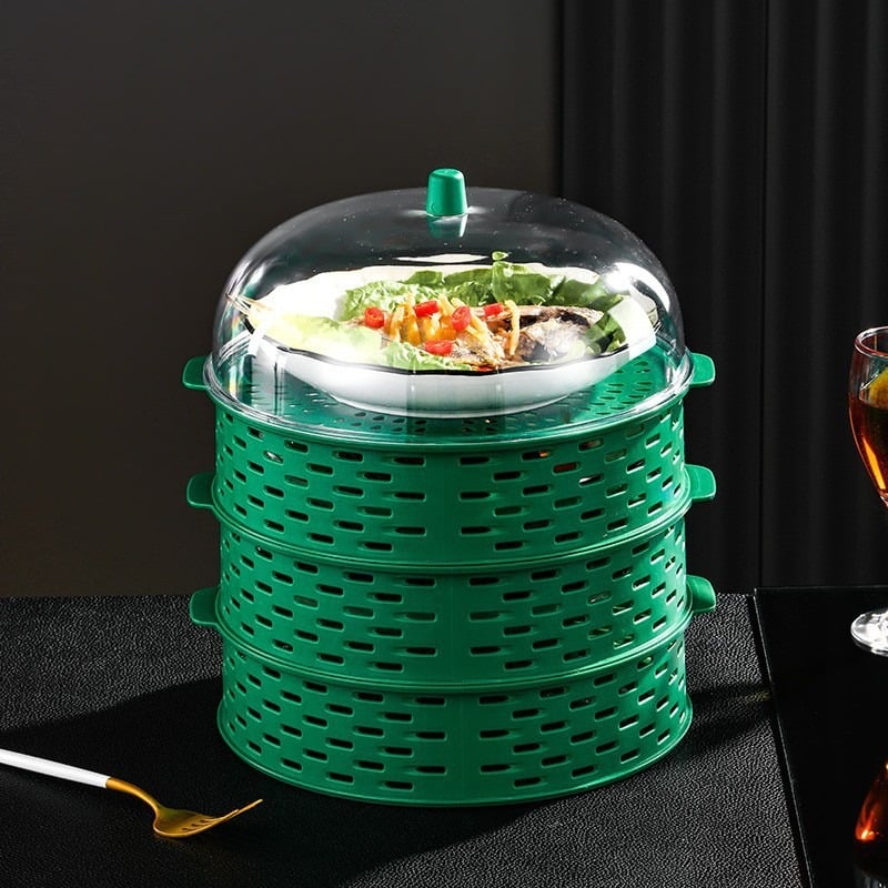 Picture of Food Covers 5 Layer Stackable Dustproof Leftovers Food Storage Box-Multicolor