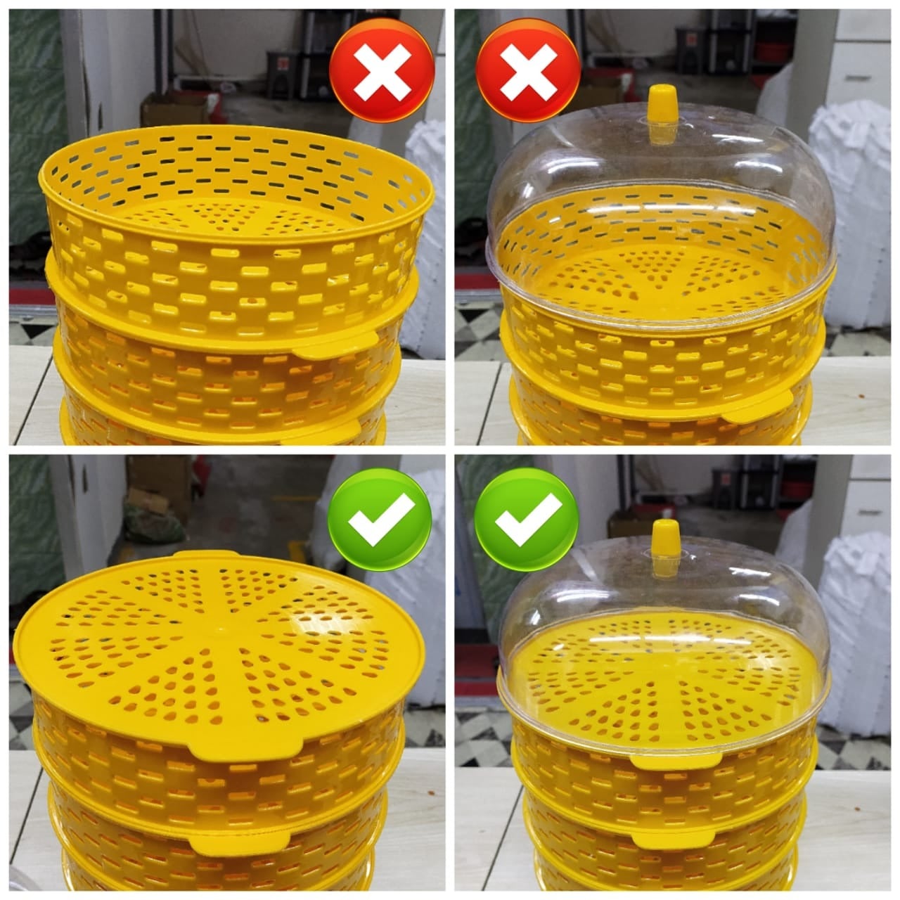 Picture of Food Covers 5 Layer Stackable Dustproof Leftovers Food Storage Box-Multicolor