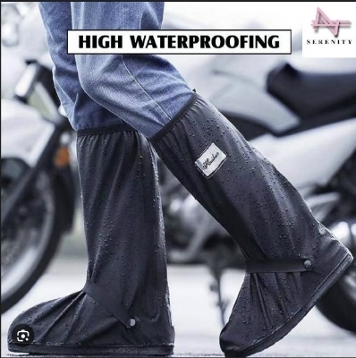 Picture of Waterproof Shoe Covers Motorcycle Rain Shoe Cover Reusable Rain Boot Rainproof Shoes Cover for Men and Women-Black