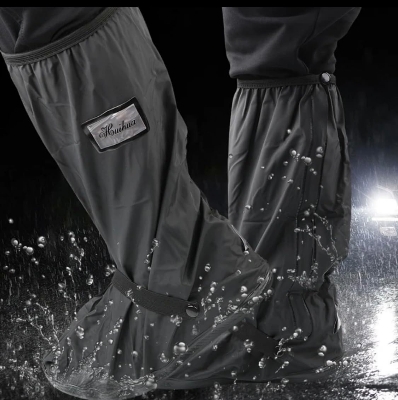 Picture of Waterproof Shoe Covers Motorcycle Rain Shoe Cover Reusable Rain Boot Rainproof Shoes Cover for Men and Women-Black