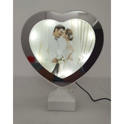 Picture of Magic Mirror Heart Shape Photo Frame with LED Light-Multicolor
