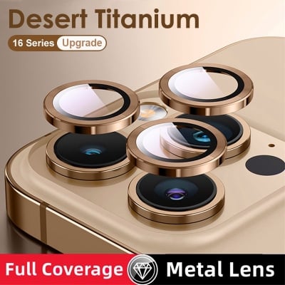 Picture of Camera Lens Protector for iPhone 16 Pro Max / iPhone 16 Pro Tempered Glass Protection Protective Film for iphone mobile-Desert Titanium