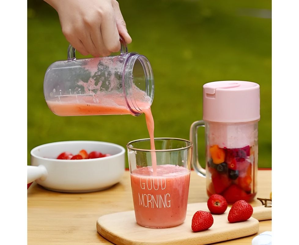 Picture of Portable 6-Blade Juicer Blender with Built-In Jar Juice Mixer Bottle, Fruit Juice Machine, USB Rechargeable Personal Size Juicer Grinder for Juices, Kitchen Appliance for Milk Shakes (Multi Colour)-Multicolor