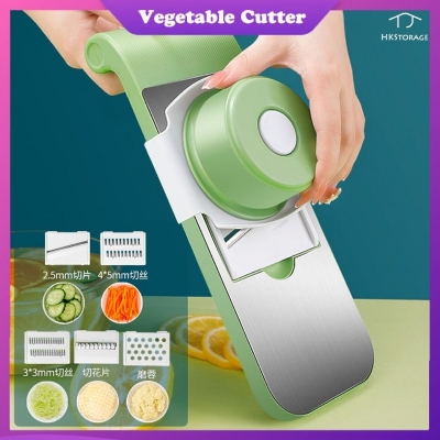 Picture of Vegetable Slicer Cutter Grater Chopper Food Slicer Dicer Hand Guard Set Kitchen Manual Slicer Kitchen Tool Accessories Stainless Steel Rust-Free Blades with 5 Removable Blades and Storage Box-Graters, Peelers & Slicers-Multicolor