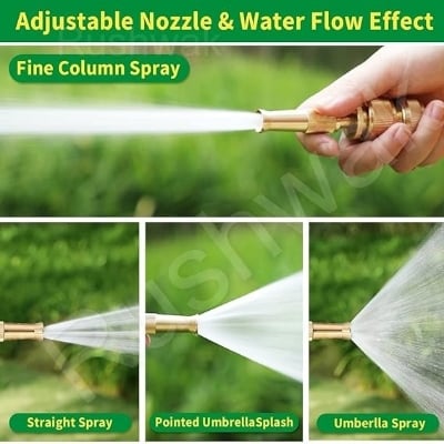 Picture of Brass Water Spray Nozzle Suitable for 1/2" Hose Pipe Adjustable Brass Spray Nozzle Water Pressure Booster Brass Nozzle Water Spray Gun for Car Wash & Gardening Water Pressure Nozzle-Multicolor