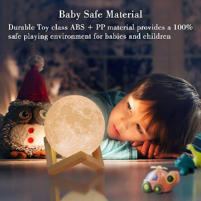 Picture of 3D LED Moon Lamp Nightlight Fairy Table Bedroom Bedside Cute Birthday Party Touch Decoration Decoration Gifts Kids Night Light For Room Children's Lights Table Bedroom Bedside Night Lamp for Home-Multicolor