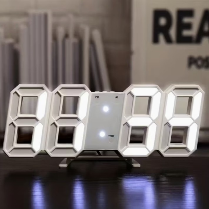 Picture of 3D LED Digital Wall Clock Display Table/ Desk Clock with Remote Control-Multicolor