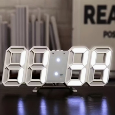 Picture of 3D LED Digital Wall Clock Display Table/ Desk Clock with Remote Control-Multicolor