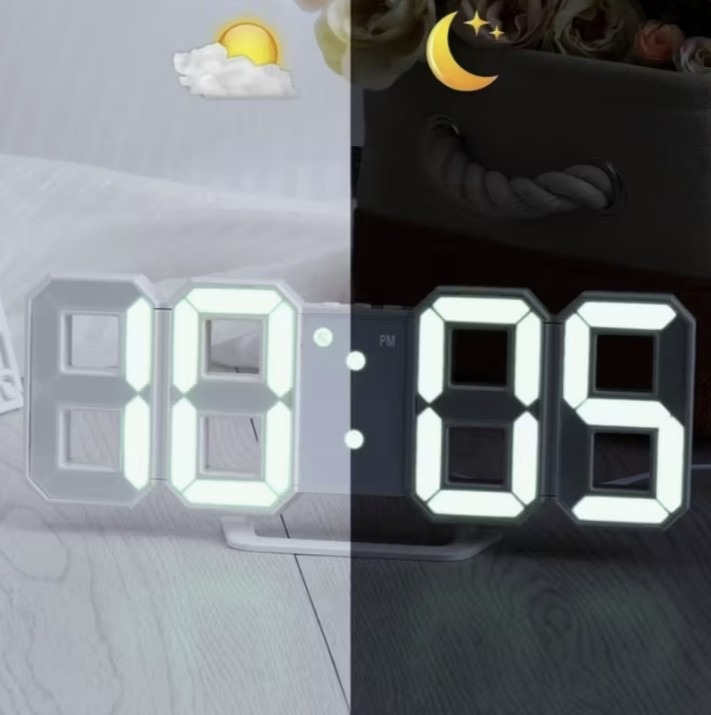 Picture of 3D LED Digital Wall Clock Display Table/ Desk Clock with Remote Control-Multicolor