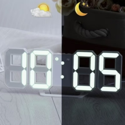 Picture of 3D LED Digital Wall Clock Display Table/ Desk Clock with Remote Control-Multicolor