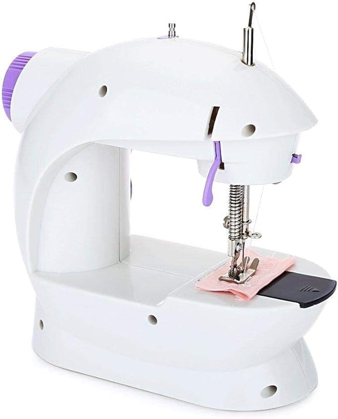 Picture of 5 in 1 Mini Sewing Machine Dual Speed Portable Mini Electric Pedal Double Threads Rewind Swing Machine-Multicolor