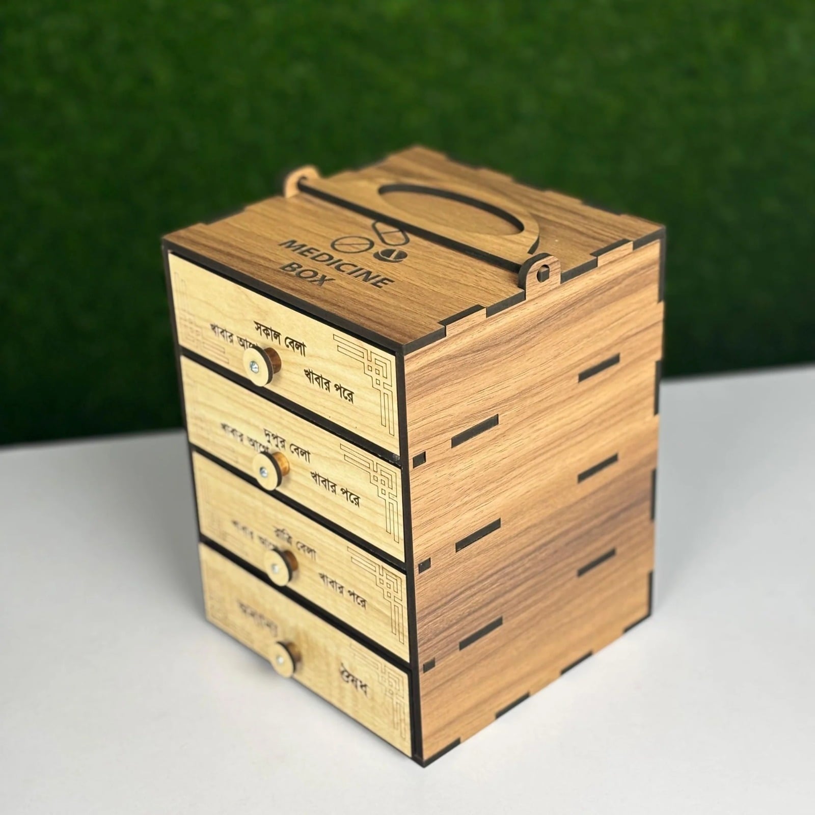 Picture of Handicrafts Top Chamber  4 layer Medicine Organiser Box, Beautiful Design, For Home & Office-Multicolor