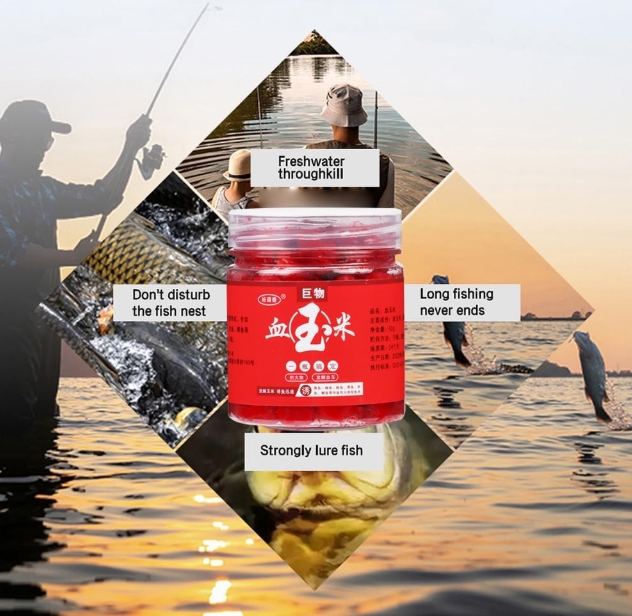 Picture of Gudao Fragrant Blood Corn Big Bottle Fishing Lure Fish Small Medicine Black Pit Wild Fishing Reservoir Grass Carp Carp Nest Material Fishing Bait 200pic-Multicolor
