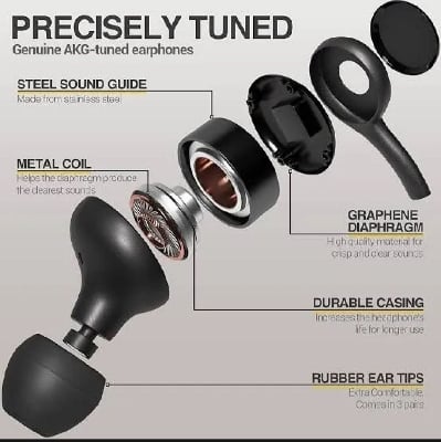 Picture of AKG Samsung Headphone Type C Earphone For Samsung, iphone, Realme-Black