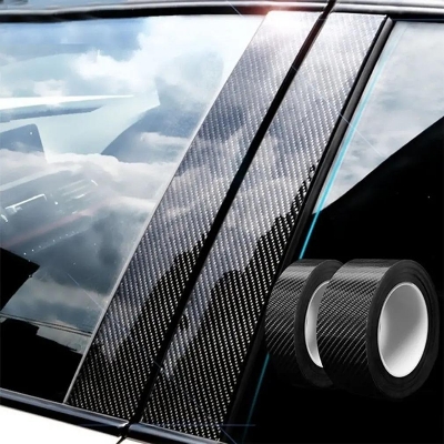 Picture of Car door anti-collision bar threshold bar carbon fiber tape protective strip sticker modified welcome pedal general purpose 1pic-Black