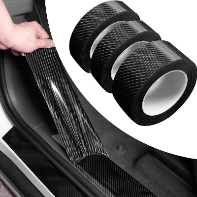 Picture of Car door anti-collision bar threshold bar carbon fiber tape protective strip sticker modified welcome pedal general purpose 1pic-Black
