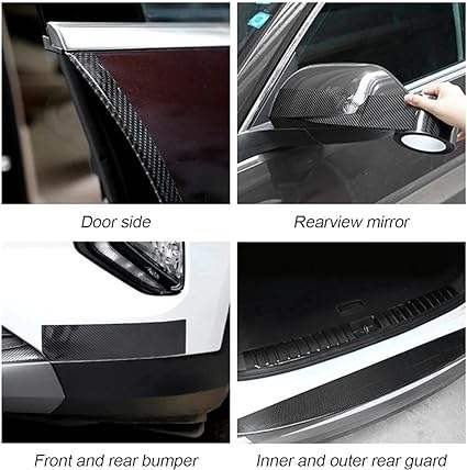 Picture of Car door anti-collision bar threshold bar carbon fiber tape protective strip sticker modified welcome pedal general purpose 1pic-Black
