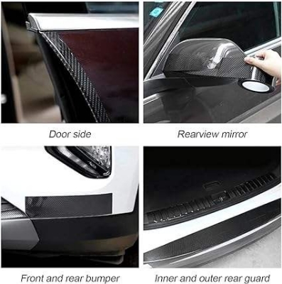 Picture of Car door anti-collision bar threshold bar carbon fiber tape protective strip sticker modified welcome pedal general purpose 1pic-Black