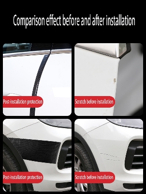 Picture of Car door anti-collision bar threshold bar carbon fiber tape protective strip sticker modified welcome pedal general purpose 1pic-Black