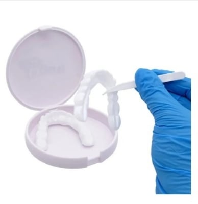 Picture of Silicone Gel Dental Hygiene Snap on Perfect Smile Fake Teeth Cover Bleach Veneers Dentures Braces Whitening Brace Mold-White