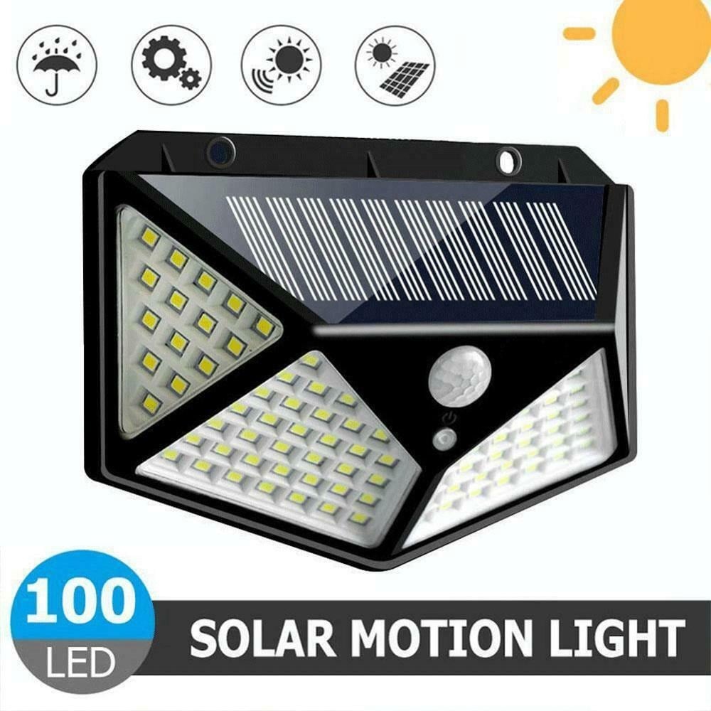 Picture of 4 sides 100LEDs 3 modes glow PIR motion sensor solar wall light garden solar energy lamp always on at night outdoor street lamp-Black