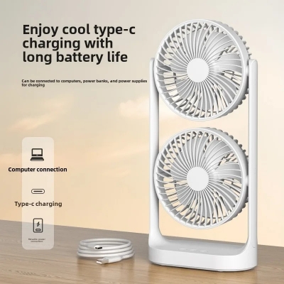 Picture of New Rechargeable Folding Table Fan Stay Cool And Well-Lit With A Rechargeable Folding Table Fan Equipped-White