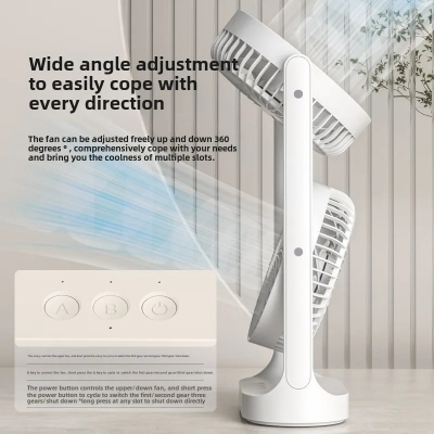 Picture of New Rechargeable Folding Table Fan Stay Cool And Well-Lit With A Rechargeable Folding Table Fan Equipped-White