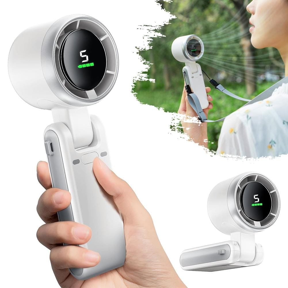 Picture of Turbo Fan Handheld Rechargeable Fan Portable Mini Hand Fan USB Rechargeable Foldable Hanging Neck Fan -Multicolor-Multicolor