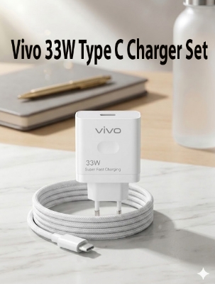 Picture of Vivo 33W Flash Charger Adapter With Type C Cable - White-White