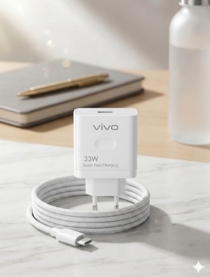 Picture of Vivo 33W Flash Charger Adapter With Type C Cable - White-White