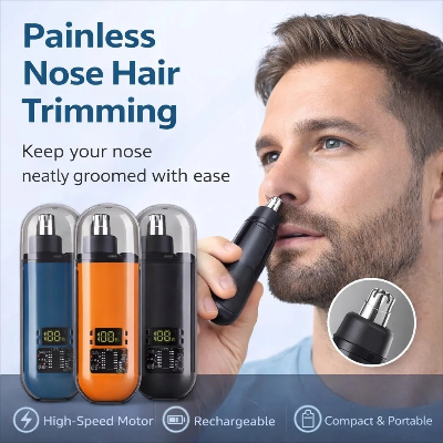 Picture of Rechargeable Nose Hair Trimmer with Digital Display 360° Rotating | Nose Trimmer For Man | Original Nose Hair Trimmer | water Resistant Nose Hair trimmer-Black