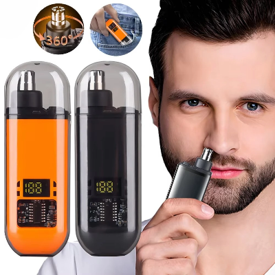 Picture of Rechargeable Nose Hair Trimmer with Digital Display 360° Rotating | Nose Trimmer For Man | Original Nose Hair Trimmer | water Resistant Nose Hair trimmer-Black
