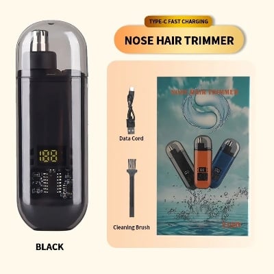 Picture of Rechargeable Nose Hair Trimmer with Digital Display 360° Rotating | Nose Trimmer For Man | Original Nose Hair Trimmer | water Resistant Nose Hair trimmer-Black