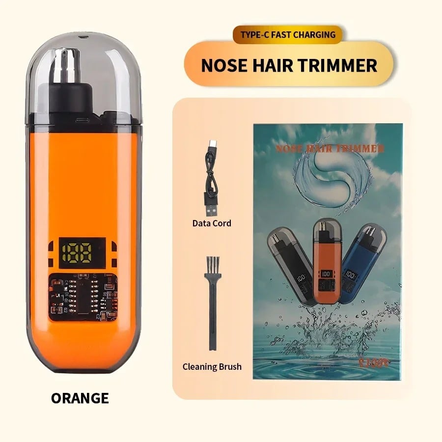 Picture of Rechargeable Nose Hair Trimmer with Digital Display 360° Rotating | Nose Trimmer For Man | Original Nose Hair Trimmer | water Resistant Nose Hair trimmer-Black