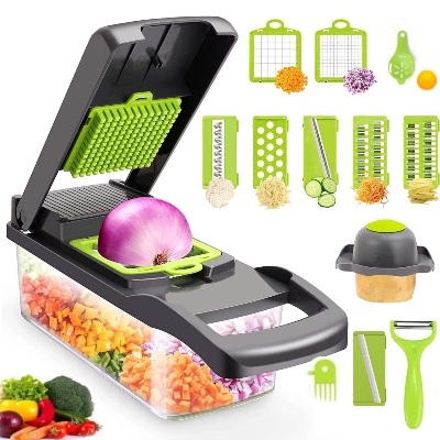 Picture of Hot Sale New 16 in 1 Multifunctional Vegetable Cutter Manual Vegetable Onion Chopper Food Chopper Kitchen Cutter Carrot Choppe-Multicolor