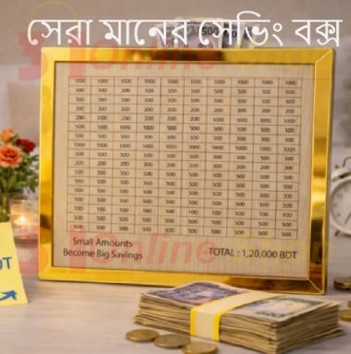 Picture of Money Saving Box  Savings Challenge Frame Up to 120000 BDT – Golden Money Saving Tracker Board for Home & Office Decor-Multicolor