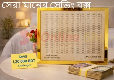 Picture of Money Saving Box  Savings Challenge Frame Up to 120000 BDT – Golden Money Saving Tracker Board for Home & Office Decor-Multicolor
