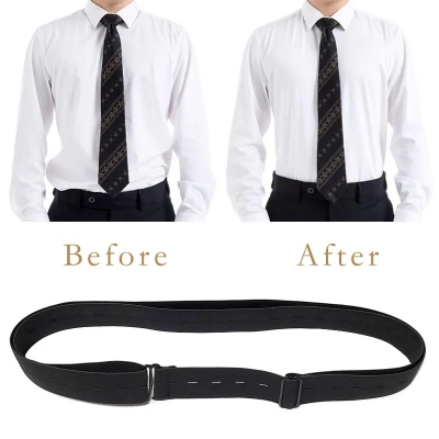 Picture of Men's Shirt Holders, Trouser Belts, Invisible Elastic Belt, Men's Shirt Stays, Elastic Jumper Band, Invisible Women's Belt with Flat Buckle, Non-Slip, Adjustable-Black