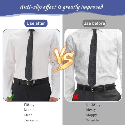 Picture of Men's Shirt Holders, Trouser Belts, Invisible Elastic Belt, Men's Shirt Stays, Elastic Jumper Band, Invisible Women's Belt with Flat Buckle, Non-Slip, Adjustable-Black