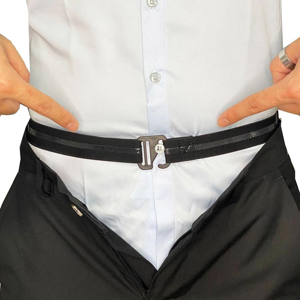 Picture of Men's Shirt Holders, Trouser Belts, Invisible Elastic Belt, Men's Shirt Stays, Elastic Jumper Band, Invisible Women's Belt with Flat Buckle, Non-Slip, Adjustable-Black