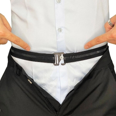 Picture of Men's Shirt Holders, Trouser Belts, Invisible Elastic Belt, Men's Shirt Stays, Elastic Jumper Band, Invisible Women's Belt with Flat Buckle, Non-Slip, Adjustable-Black