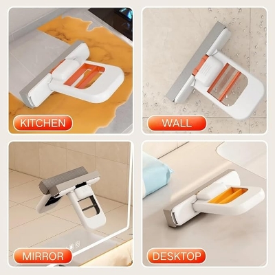 Picture of Portable Mini Folding Mop: Dual Dry/Wet Use, Multi-Sided Deep Cleaning, Interchangeable Cotton Heads for Kitchen, Bathroom & Car Multipurpose Foam Glass & Tile Cleaning Wiper – Easy Cleaning Tool-Multicolor 