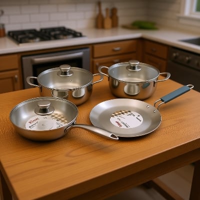 Picture of Kiam Premium Natural Tri-Ply Stainless Steel-7Pcs Cookware Set